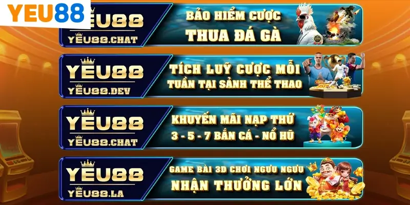 Những chương trình khuyến Mãi Yeu88 tại các sảnh game